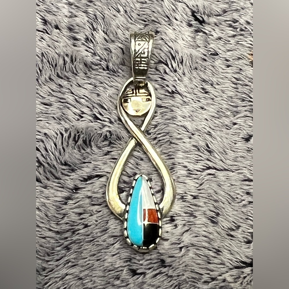 Roderick Tenorio Carolyn Pollack 14k Gold Sterling Silver Kachina Mosaic Pendant 152$